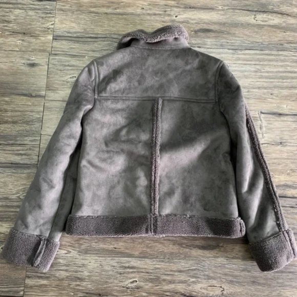 NWOT Anthropologie Marrakech Tina Suede Sherpa Fleece Aviator Jacket, Size XS - Picture 8 of 10